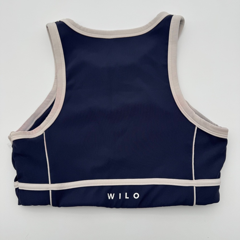Wilo The Label Melbourne Australia Ribbed Athletic Crop Top Navy Blue Small